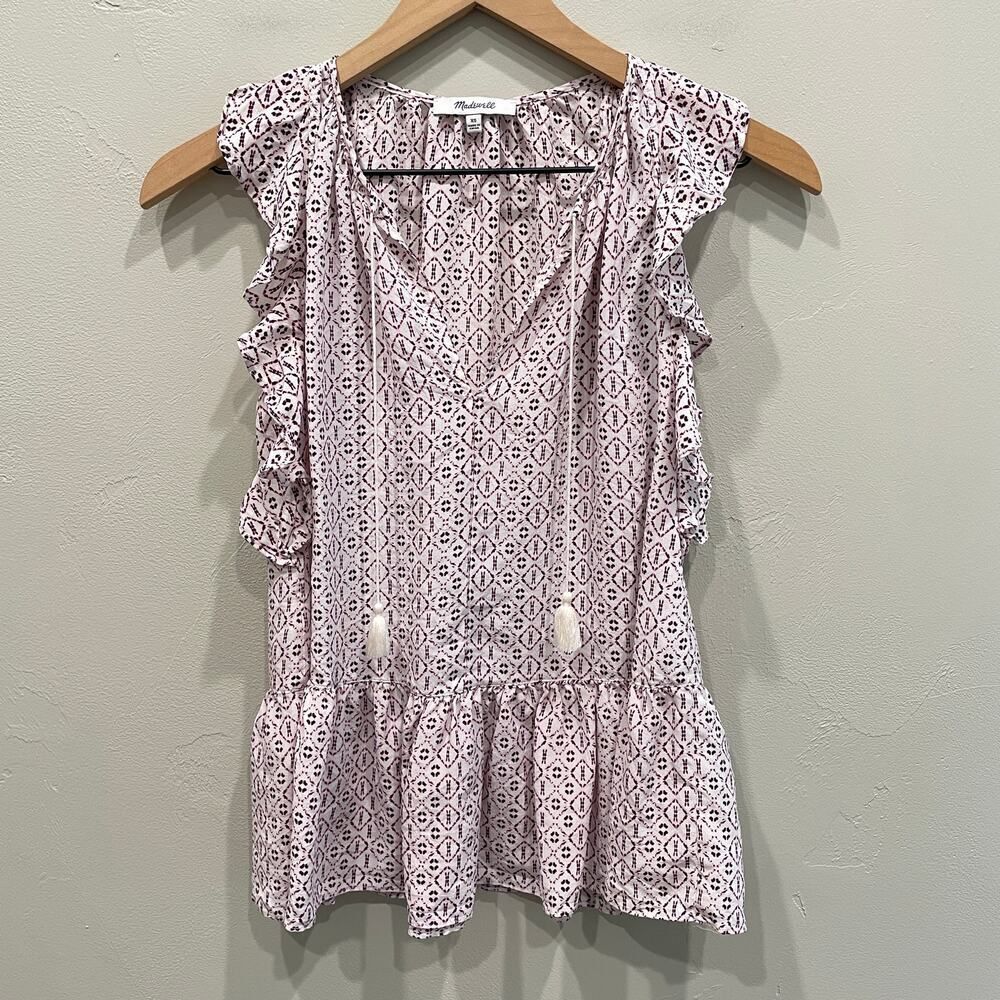 Madewell Silk Lily Ruffle Top - Size: XS